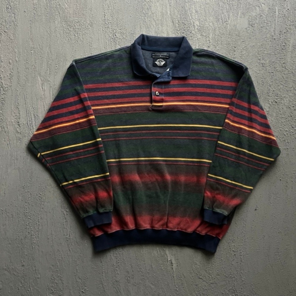 Vintage Dockers Sweatshirt Large 90s Striped Long Sleeve Collared Cotton Levi's